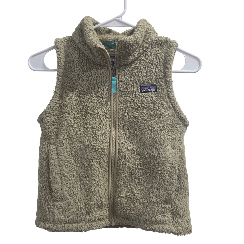 Patagonia Girls Los Gatos Fleece Vest Tan Beige Full Zip Size S 7-8